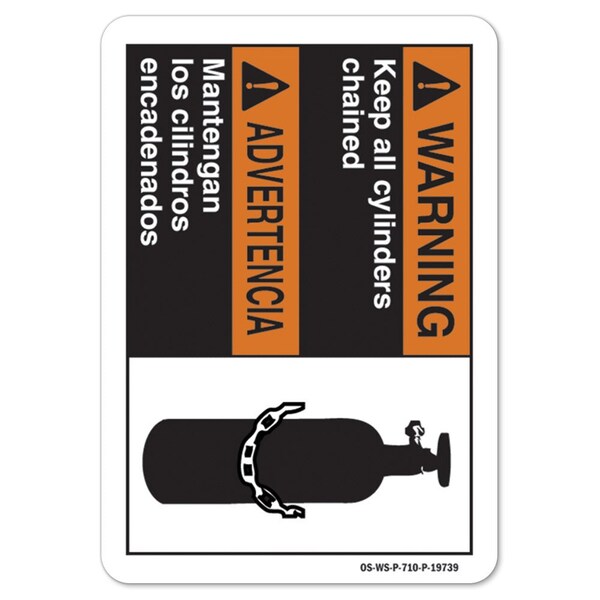 ANSI Warning Sign, Warning Keep All Cylinders Chained Bil, 18in X 12in, 12" W, 18" L, Landscape